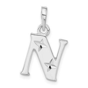 Sterling Silver, Sabrina Collection, D/C Block Initial  N Pendant